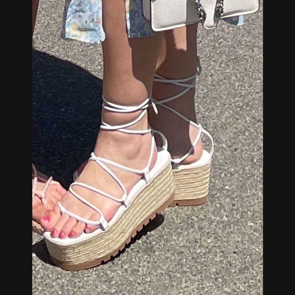 Micheal Kors lace up tie up platform wedge espadrill